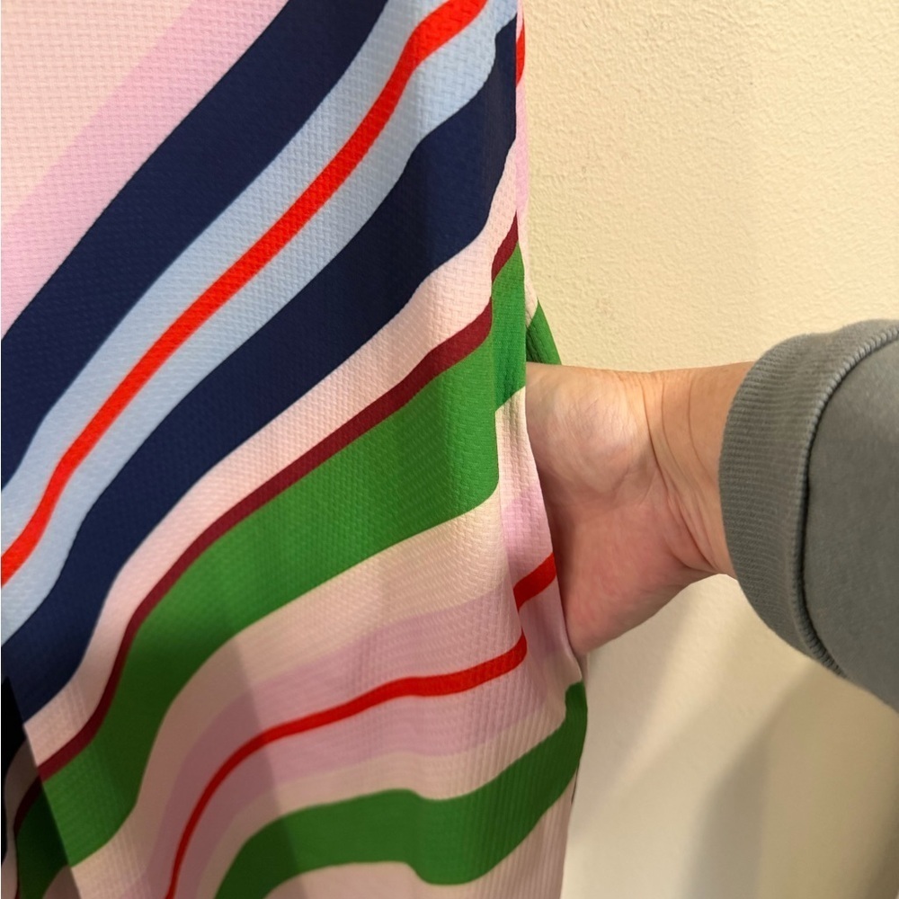 Ted Baker London Stripe Dress sleeveless Blush Pink Kelly Green Navy (US size 4) - Picture 6 of 12